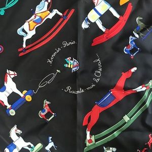 Authentic Hermes Blue Rocking Horse Silk Scarf